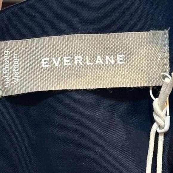 Everlane The Structured Cotton Jumpsuit V-Neck Navy Blue Women's 2 NWT - Picture 3 of 11